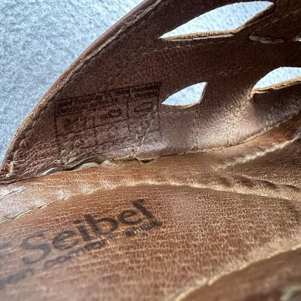 Josef Seibel Catalonia Wedge Sandals Womens Size 38 US 7-7.5 Brown Leather Shoes